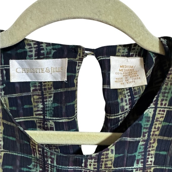 Vintage Christie & Jill Abstract Plaid Blouse – M – Shoulder Pads, 80s/90s - Picture 3 of 4